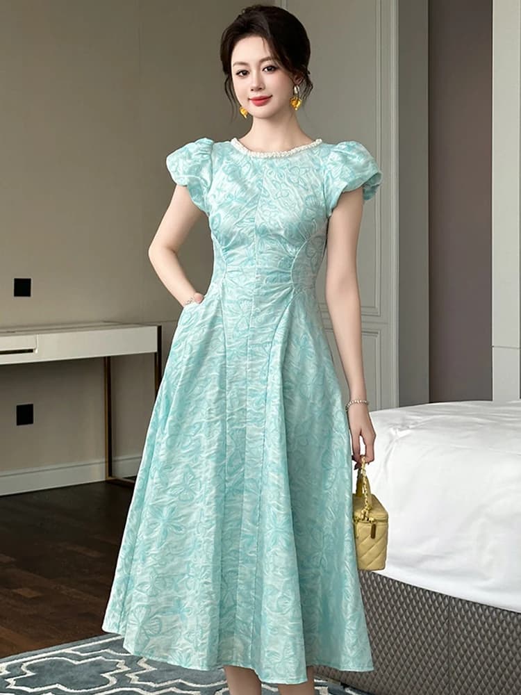 Abito da principessa in stile palazzo francese elegante da donna con tasche di perle dolci pieghe in vita abito altalena abito da ballo per feste da donna vestido per banchetti