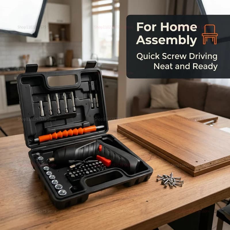 47Pcs Rechargeable Electric Screwdriver Set 3.6V Cordless Lithium Power Tools Kit Foldable for Home DIY Repairs Furniture Electr