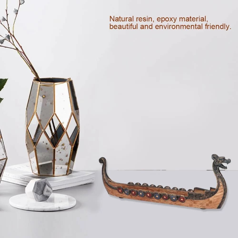 Resin Materia Dragon Boat Incense Burner Retro Traditional Resin Incense Holder Multicolor Finish Incense Stick Holder