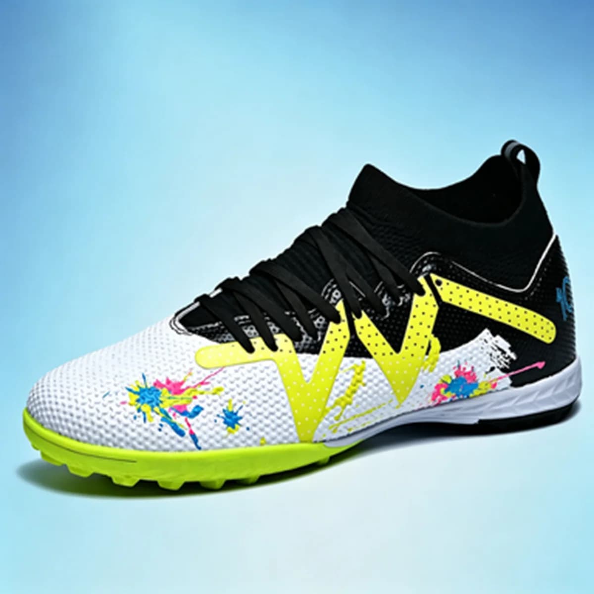 Professional Teenager Soccer Boots PU Woven Upper Rubber TF Studs Non-Slip Wear-Resistant High Grip Sports Shoes