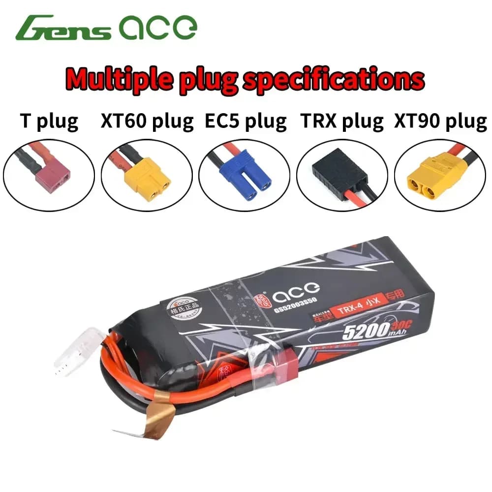 Gens ACE 3S 11.1V 5200Mah 50C LiPo batteria al litio per 1/10 1/8 telecomando elettrico modello auto Buggy Crawler accessori