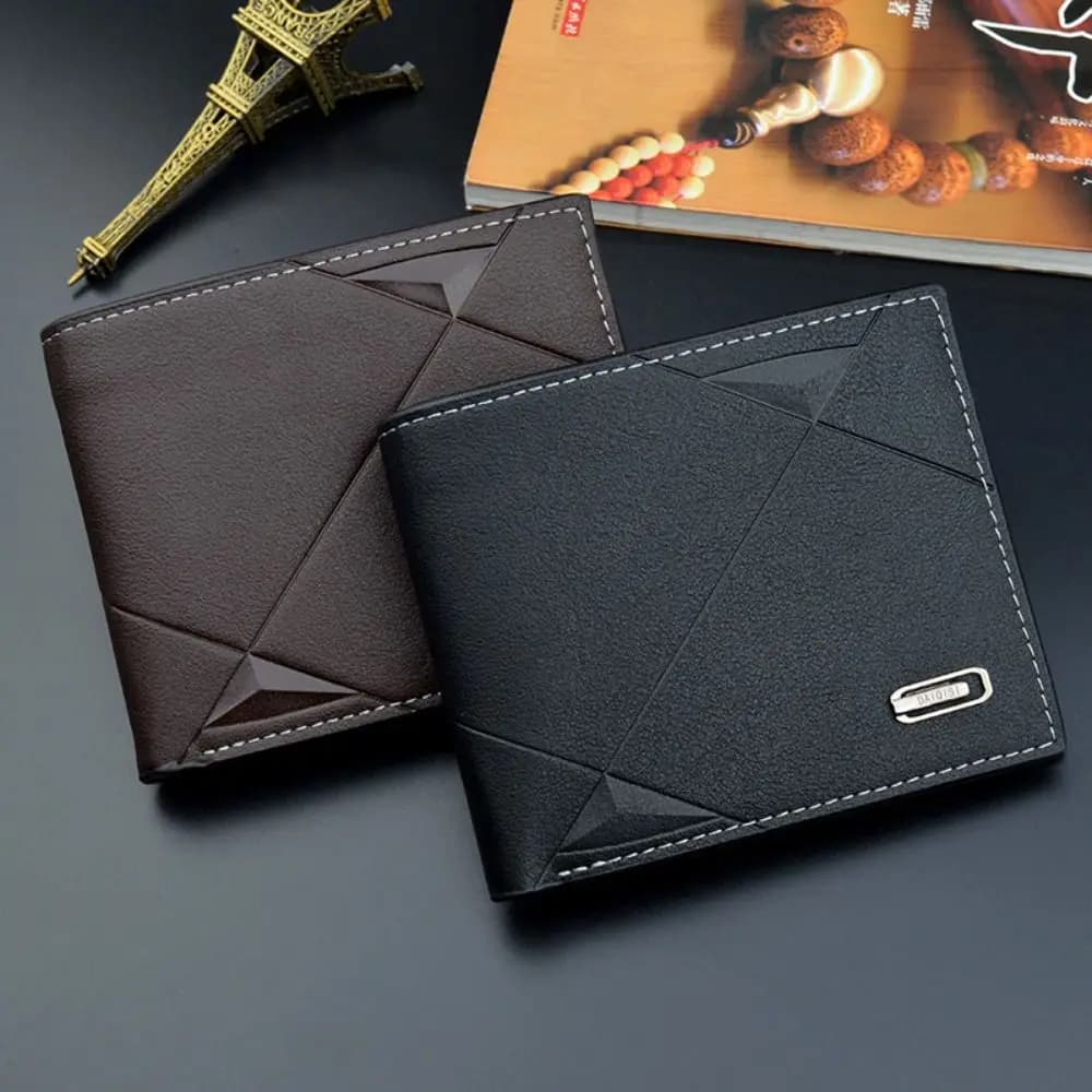 Portafoglio corto da uomo d'affari con slot multi-carta Portafoglio bifold da uomo in pelle tinta unita in pelle PU Borsa per contanti casual Tasca portamonete da viaggio