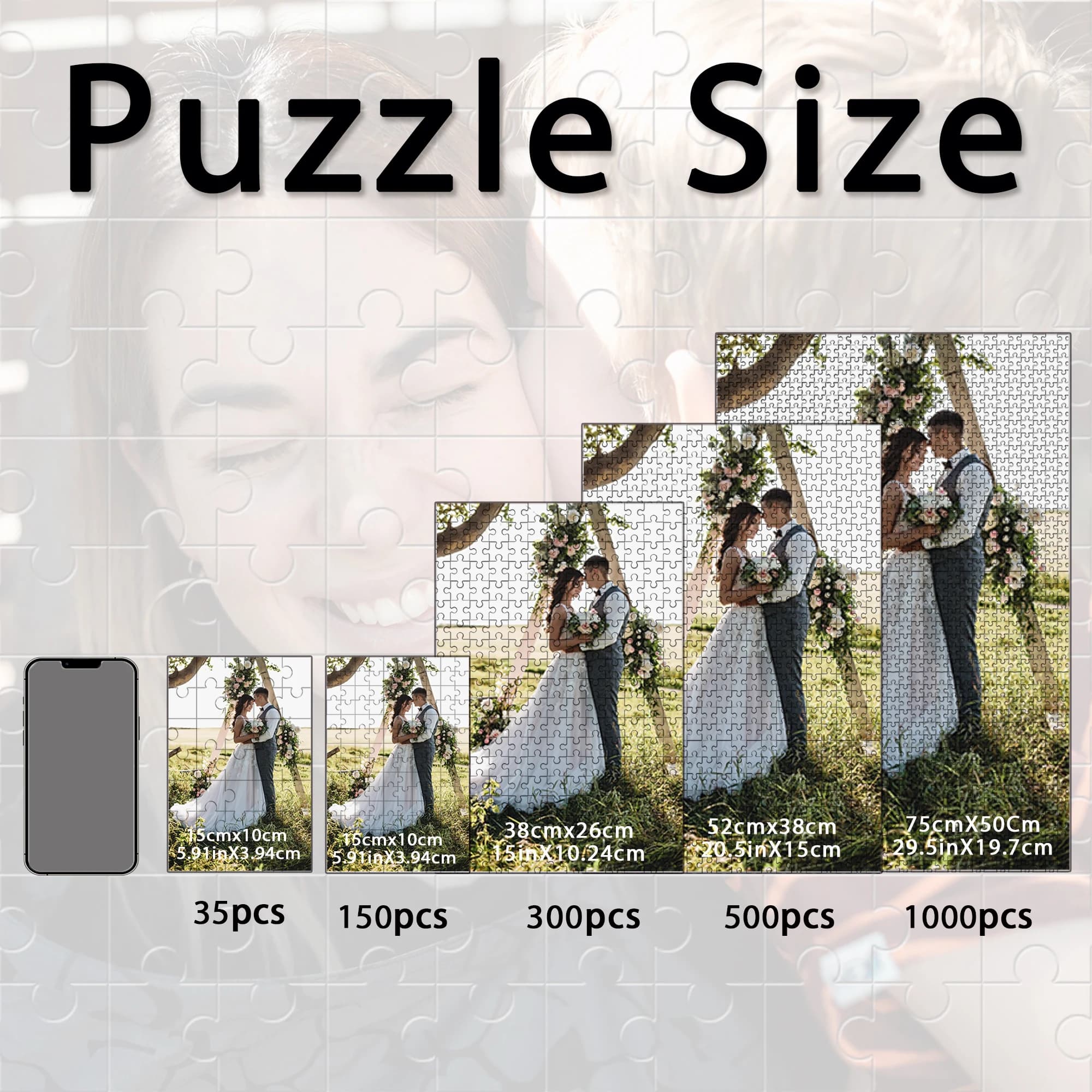 35/150/300/500/1000 pezzi Foto personalizzata matrimonio Jigsaw puzzle Personalizzato fai da te Foto personalizzata Puzzle Puzzle personalizzati in foto