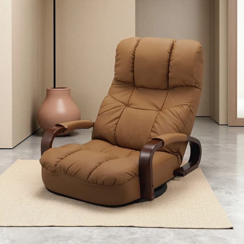 Sedia da terra giapponese girevole a 360 gradi – Rivestimento ergonomico in pelle Comoda chaise bassa seduta per giochi e relax