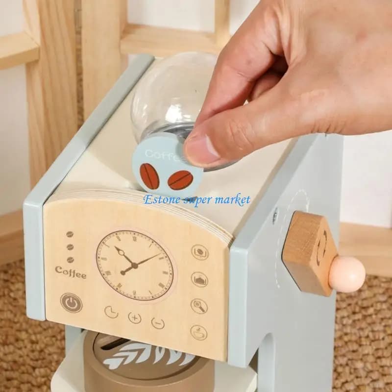 090B Caffettiera in legno Giocattolo Set da gioco per caffettiera per bambini per regali per lo sviluppo delle abilità