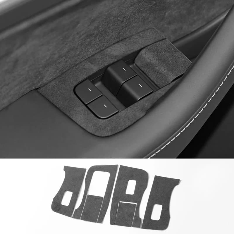 Per Tesla Modello 3 Y 2019-2023 Finestra Interruttore Sollevatore Pannello Trim Cornice Adesivo Tuning Realizzato in Alcantara Accessori Interni Auto