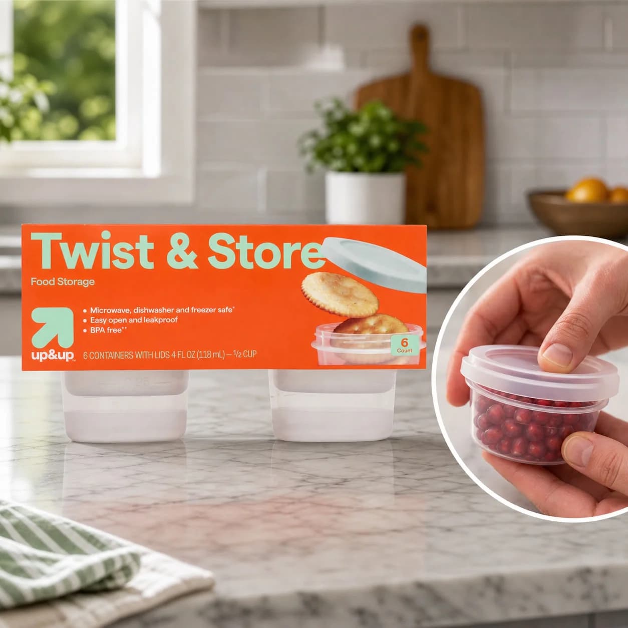 6ct Round Twist-Lock Food Storage Containers, 4 Fl Oz Leak-Resistant Clear Cups For Meal Prep And Snacks