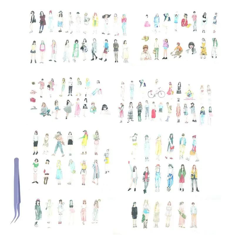 Superior AA63 People Stickers For Journaling Scrapbooking,Urban Fashion Girl Scrapbook Sticker For Junk Journal Supplies Kit