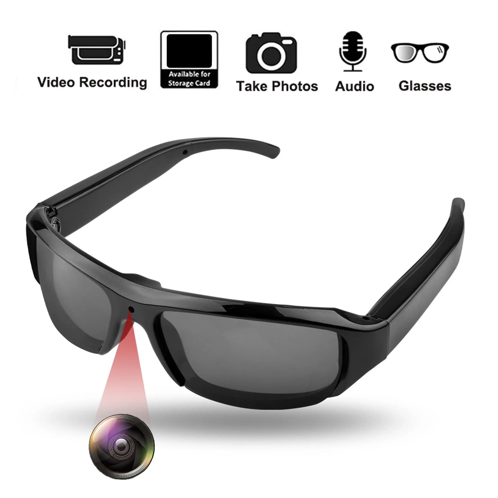1080P Camera Sunglasses Anti Shake Wide Angle Lens Sports Action Camera Glasses for First Person Perspective Cycling