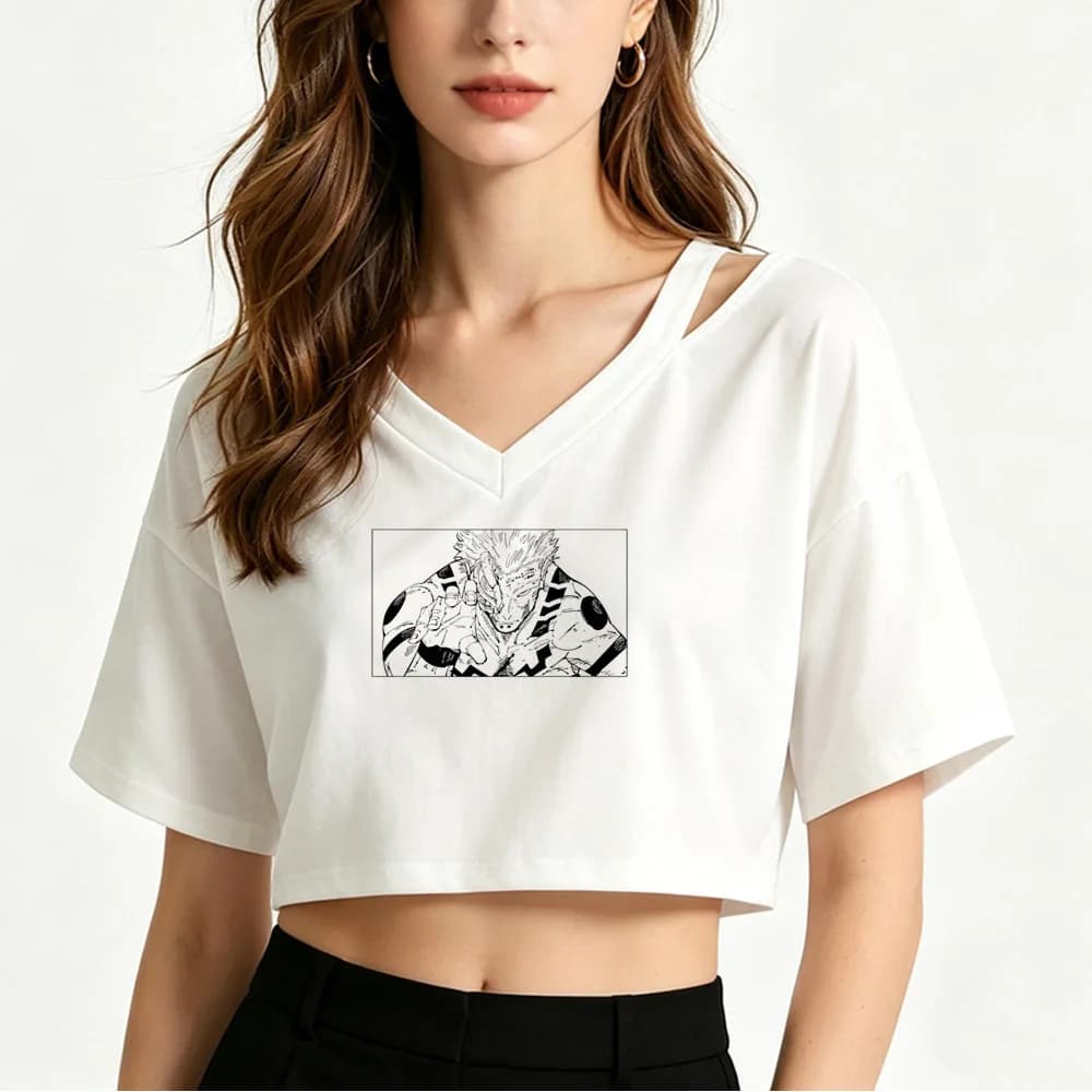 Jujutsu Kaisen Gojo crop top women vintage summer gothic shirt manga y2k korean fashion japan cheap