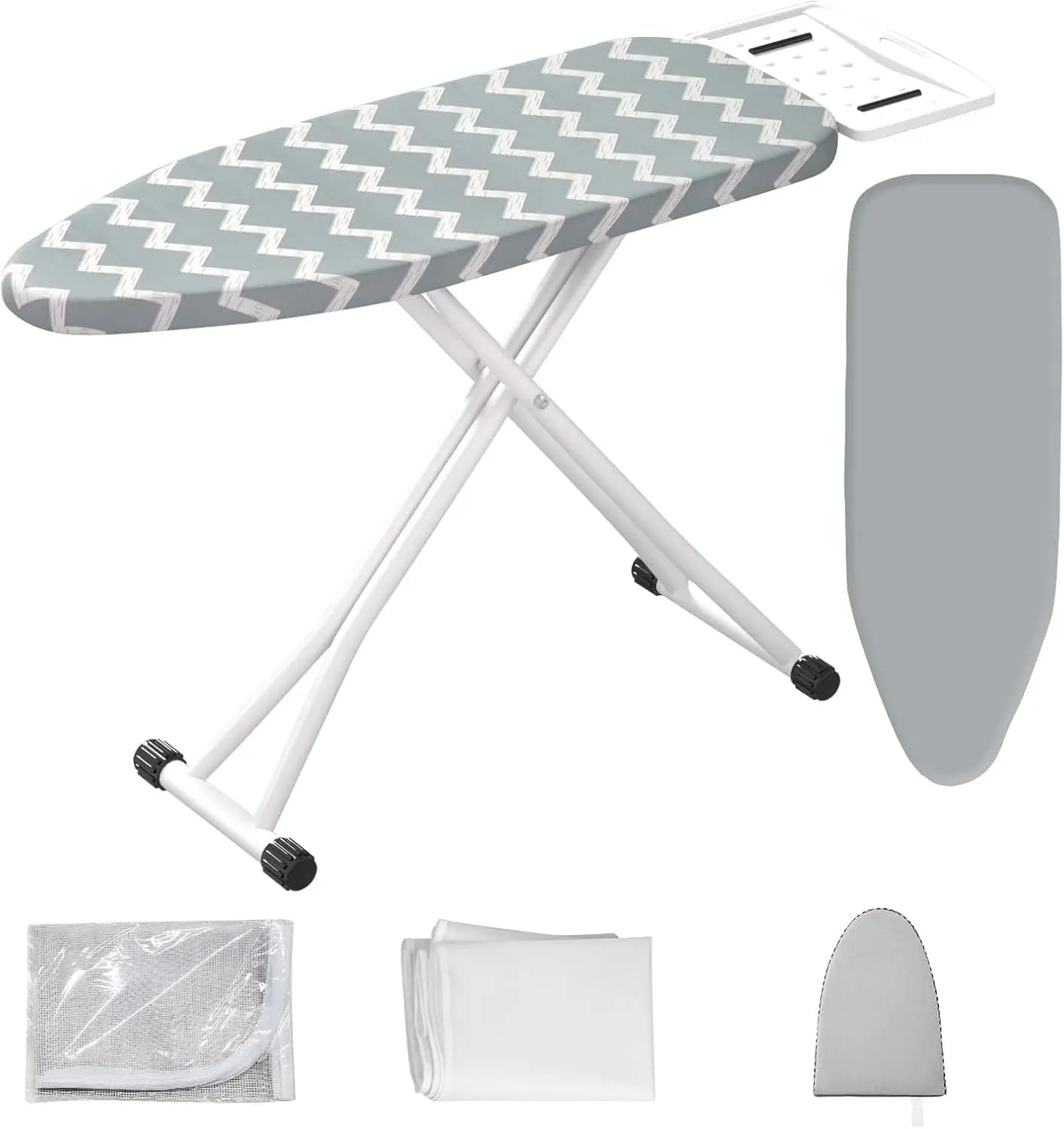 Asse da stiro pieghevole con altezza regolabile, ripiegabile e compatta, accessori inclusi - Blue Waves