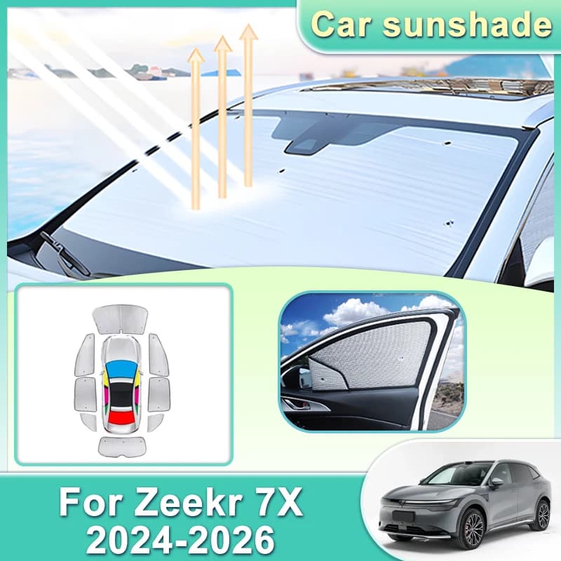 Auto Parasole Per Zeekr 7X CX1E 2024 2025 2026 Visiera Isolamento termico Protezione solare Anti UV Ombra Parabrezza Auto Strumento Accessori