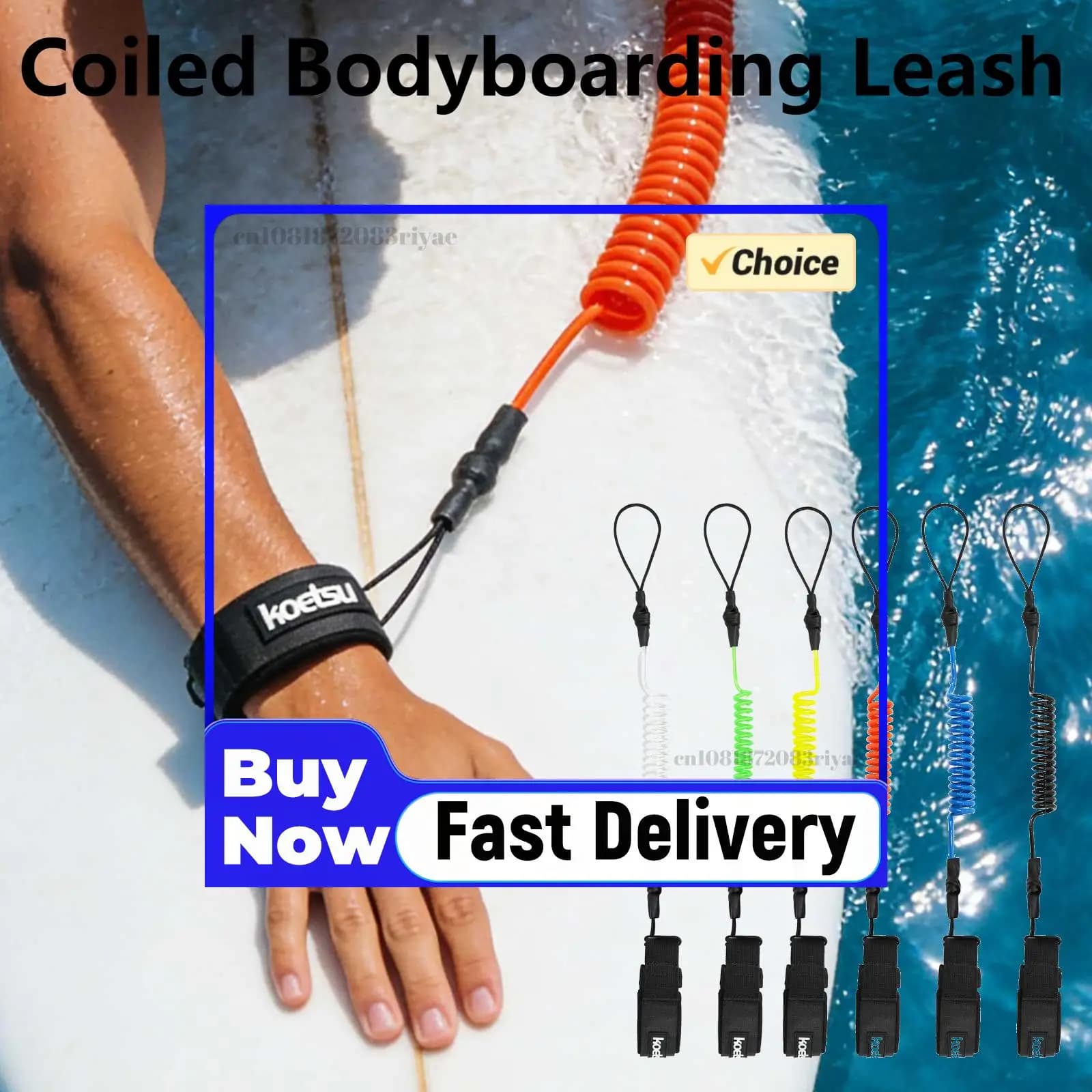 Corda Elastica per Bodyboard in TPU, Cinturino di Sicurezza per Caviglia, Corda per Paddle Board SUP, Cinghia Elastica Estensibile per Allenamento ed Esercizio