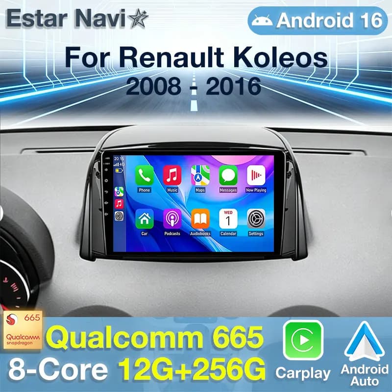 Per Renault Koleos 2008 - 2016 Carplay Wireless Android 16 Auto Multimedia Stereo Autoradio Lettore Video Navigazione GPS NO 2din