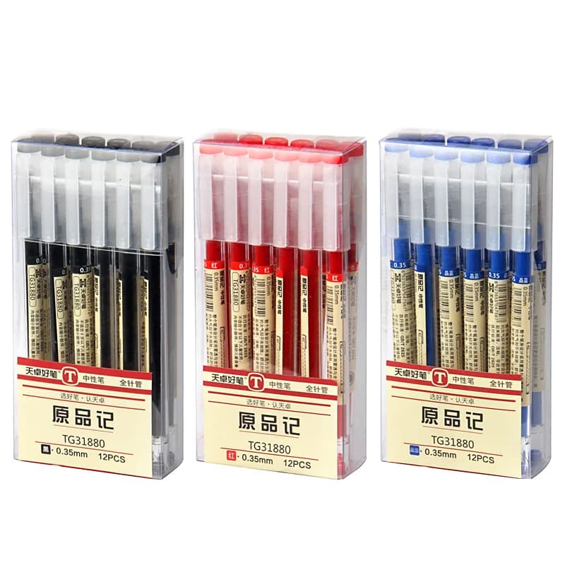 Penna a Punta Fine 0.35mm, Inchiostro Nero Blu Rosso, Penna Gel, Penna a Sfera per Scuola, Ufficio, Studenti, Forniture di Cancelleria
