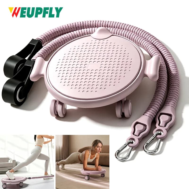 4 Caster Ab Roller, Ab Exercise Equipment with Knee Pad and 30cm 40cm Resistance Bands, Ab Roller Wheel for Core Exercise
