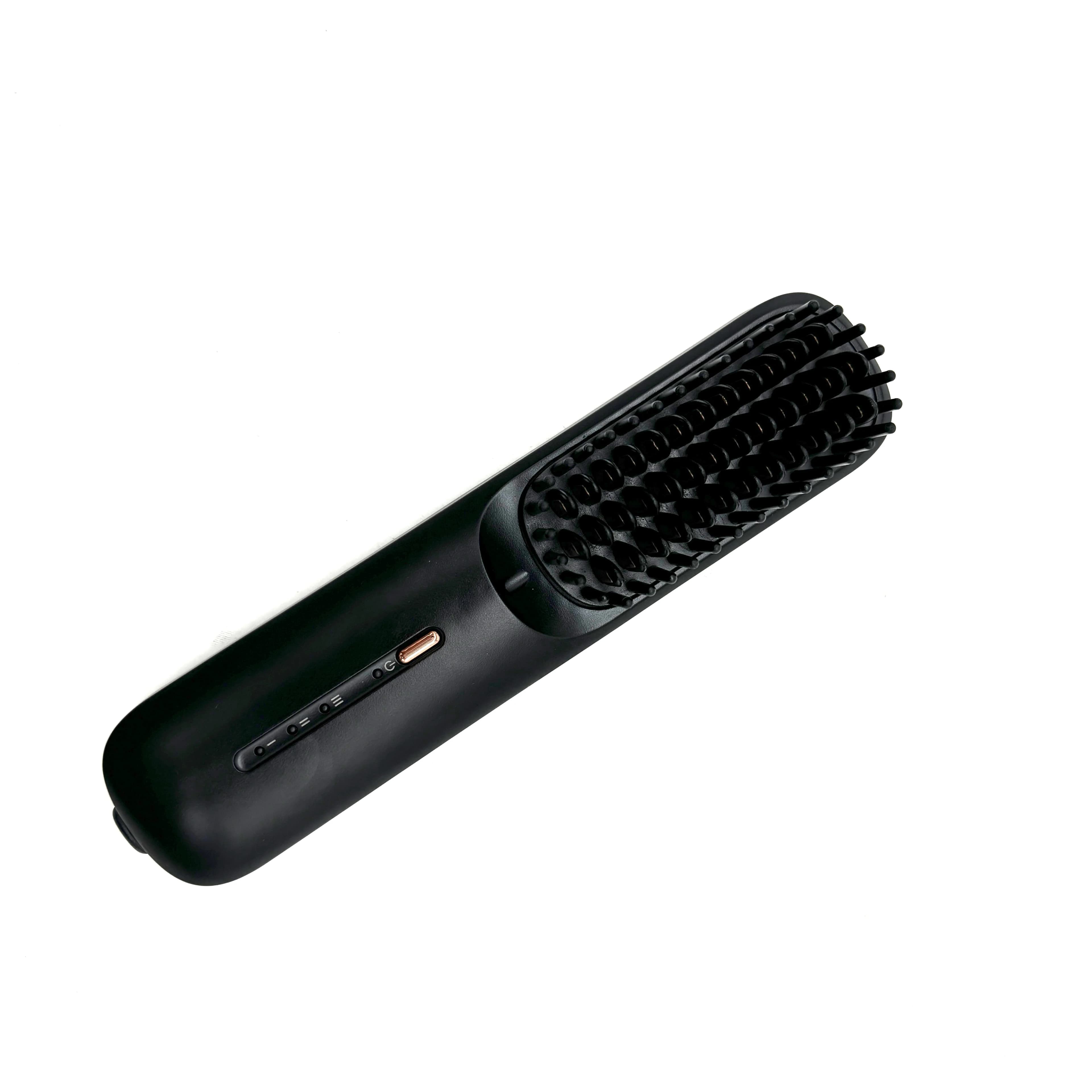 Long life battery of portable hot comb to negative ions with brush comb for USB rechargeable wireless hair plate
