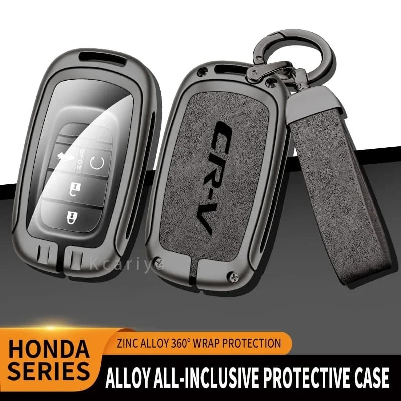 Portachiavi per Auto in pelle in lega di zinco Cover Shell Fob Holder per Honda CRV Logo personalizzato Smart Control protetto portachiavi Auto portachiavi