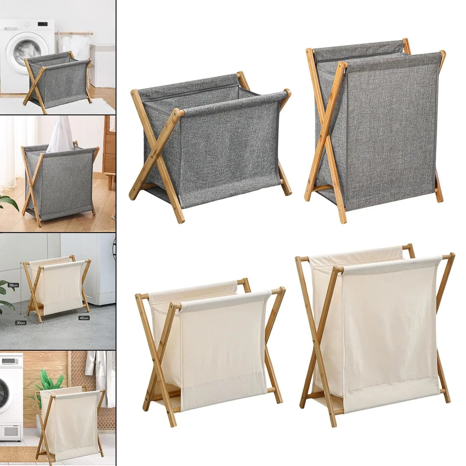 Foldable wooden door basket for dirty clothes easy to carry robust and robust storage