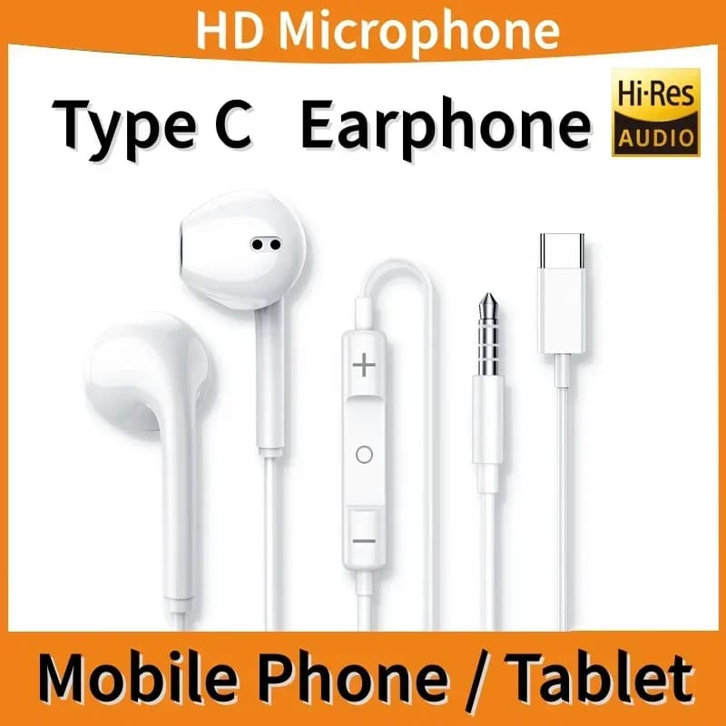 Auricolari Cablati Type-C per In-Ear 3.5mm Redmi K70 Xiaomi 17 15 14 13 12 11 Pro iPhone16 Cuffie per Telefoni Samsung e Tablet