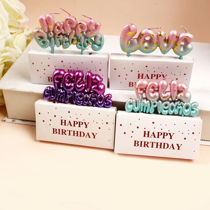 Flame Candle for Birthday - Pie Decoration Accessories, Candle with "Happy Birthday" Written, Alphabet Candle for Cake Decoration