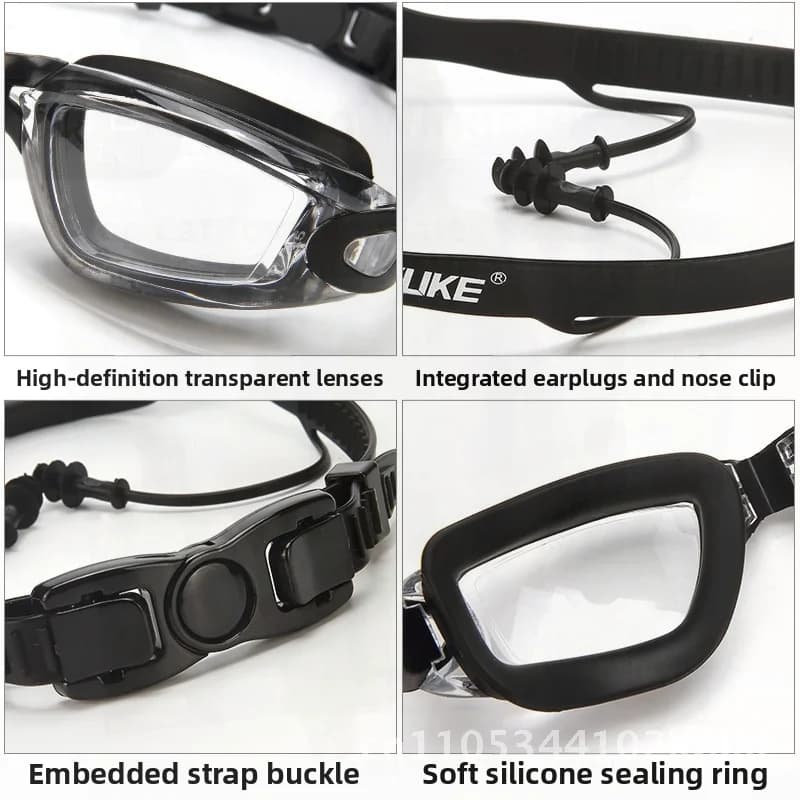 Men's and women's waterproof HD swimwear, large frame with UV protection, provided with swimming head for swimming