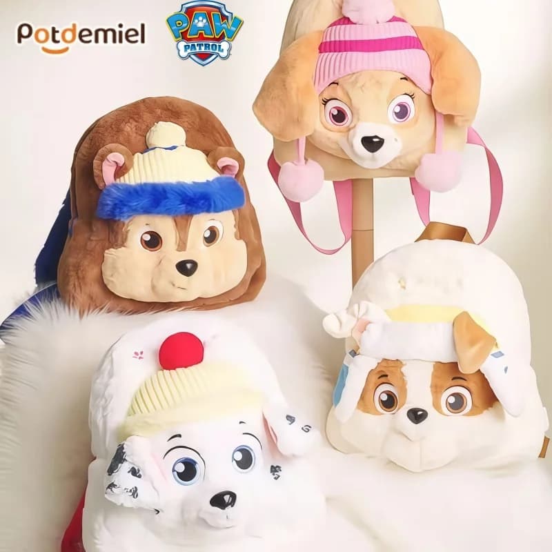 Nuovo Zaino in Peluche PAW Patrol, Design Cartone Animato, Morbido e Peloso, per Bambini, Piccolo Zaino da Scuola e Viaggio