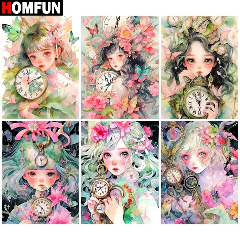 HOMFUN Diy 5d Diamond Painting "Portrait Girl" Cross Stitch Square Round Diamond Embroidery Handwork Rhinestone Artbroidery