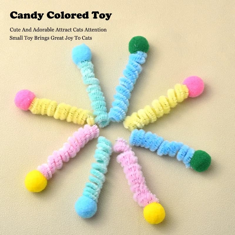 Cat Spring Twist Stick Plush Ball Toy Bite Resistant Teeth Grinding Interactive Play Self Entertainment Boredom Relief Pet Suppl