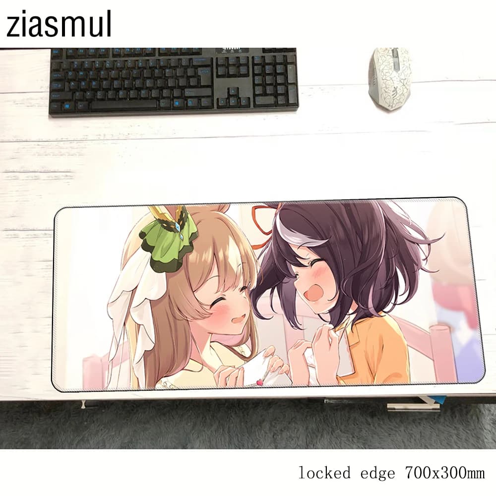 Uma Musume Pretty Derby Mouse Pad Gamer 70x30cm Gaming Mousepad Pc Notbook Tappetino da scrivania Bordo bloccato Padmouse Gioco Tappetini per giocatori Gamepad