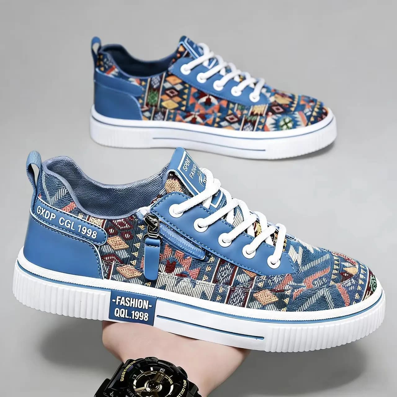 Scarpe da uomo versatili, casual, leggere, in tela stampata, scarpe sportive con suola morbida, comode e traspiranti