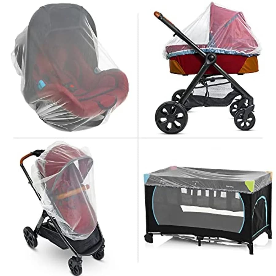 Baby Mosquito Net for Stroller, Carrier and Bassinet Elastic Drawstring for Snug Fit Netting - Infant Bug Net for Jogger, Car S