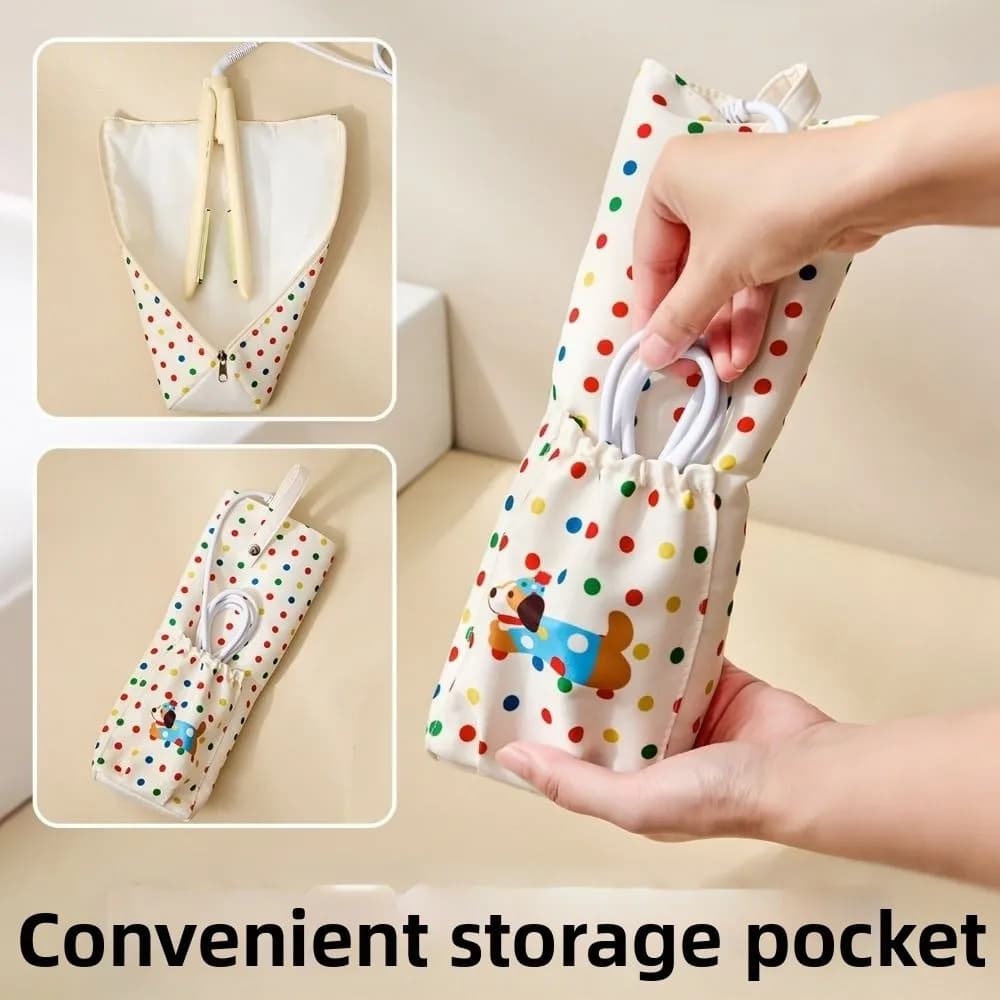 Dopamine Curling Iron Storage Bag Heat Resistant Dustproof Straightener Carrying Case Protective Zipper Closure Cosmetics Bag