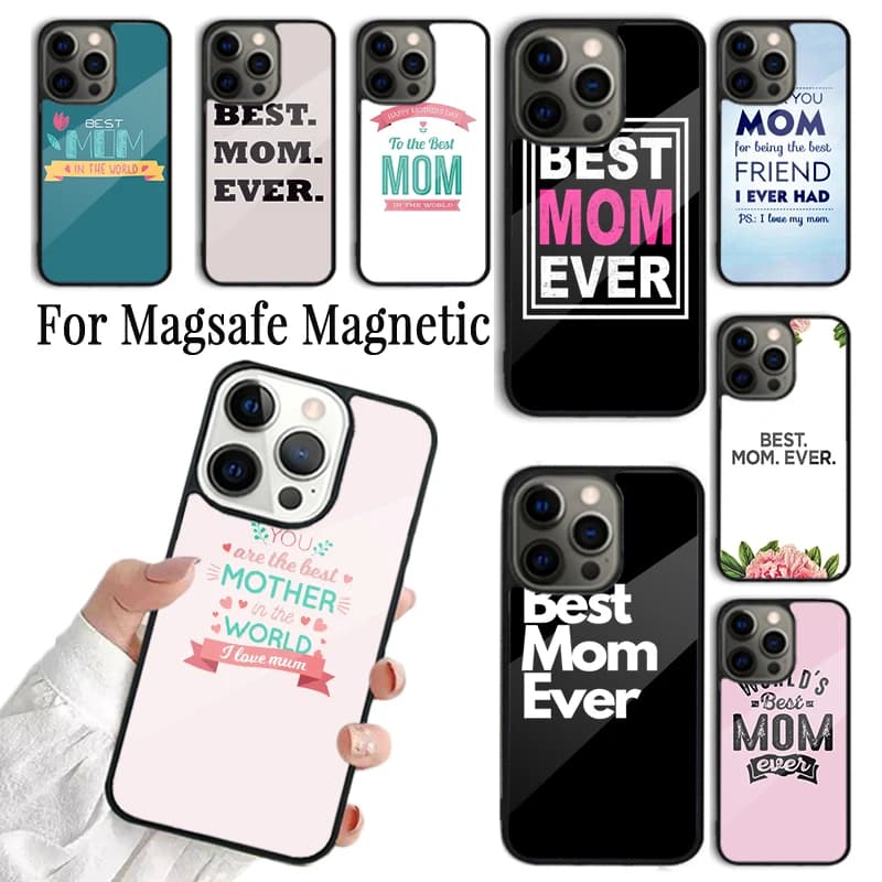 Cover per iPhone con citazioni 'Migliore mamma di sempre' per iPhone 17 AIR 16 15 14 13 12 11 Pro Max Plus, custodia magnetica wireless Magsafe