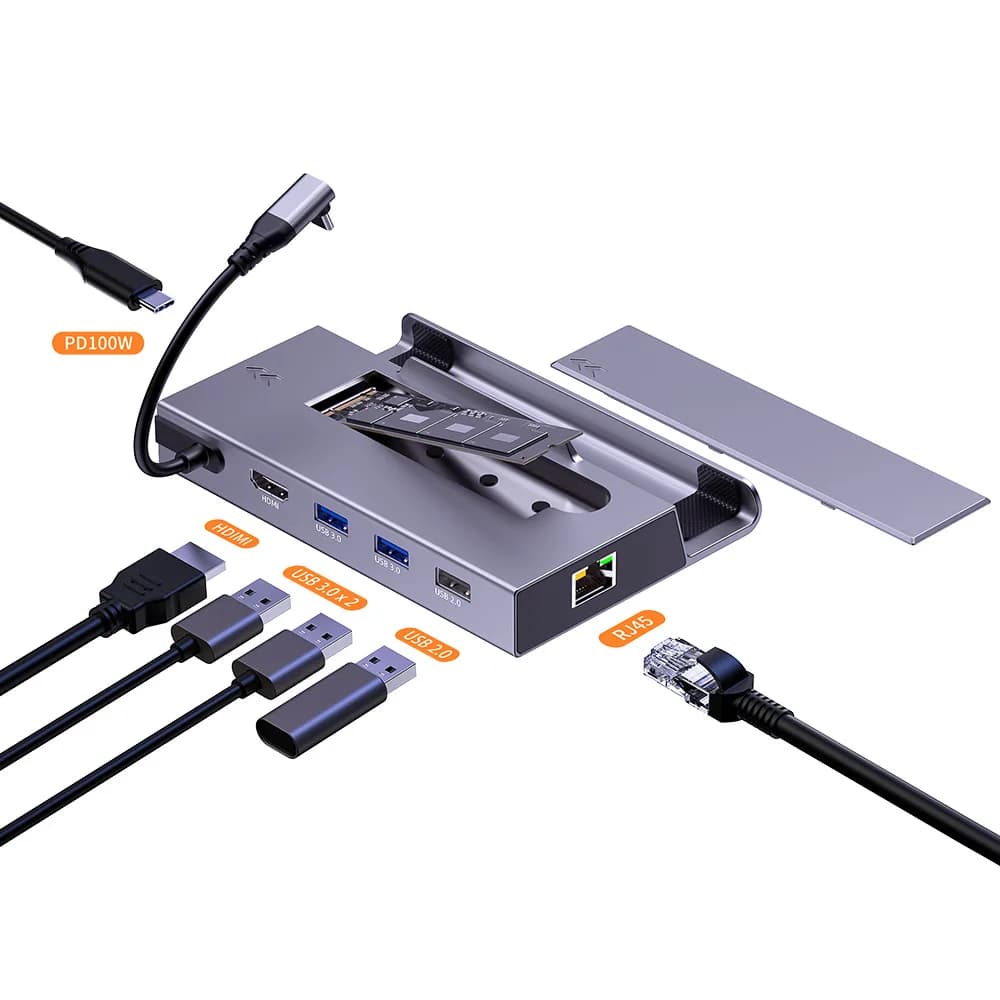 Docking station USB C per Steam Deck Nintend Switch M.2 SSD HUB da tipo C a 4K a 60Hz Gigabit Ethernet compatibile con HDMI
