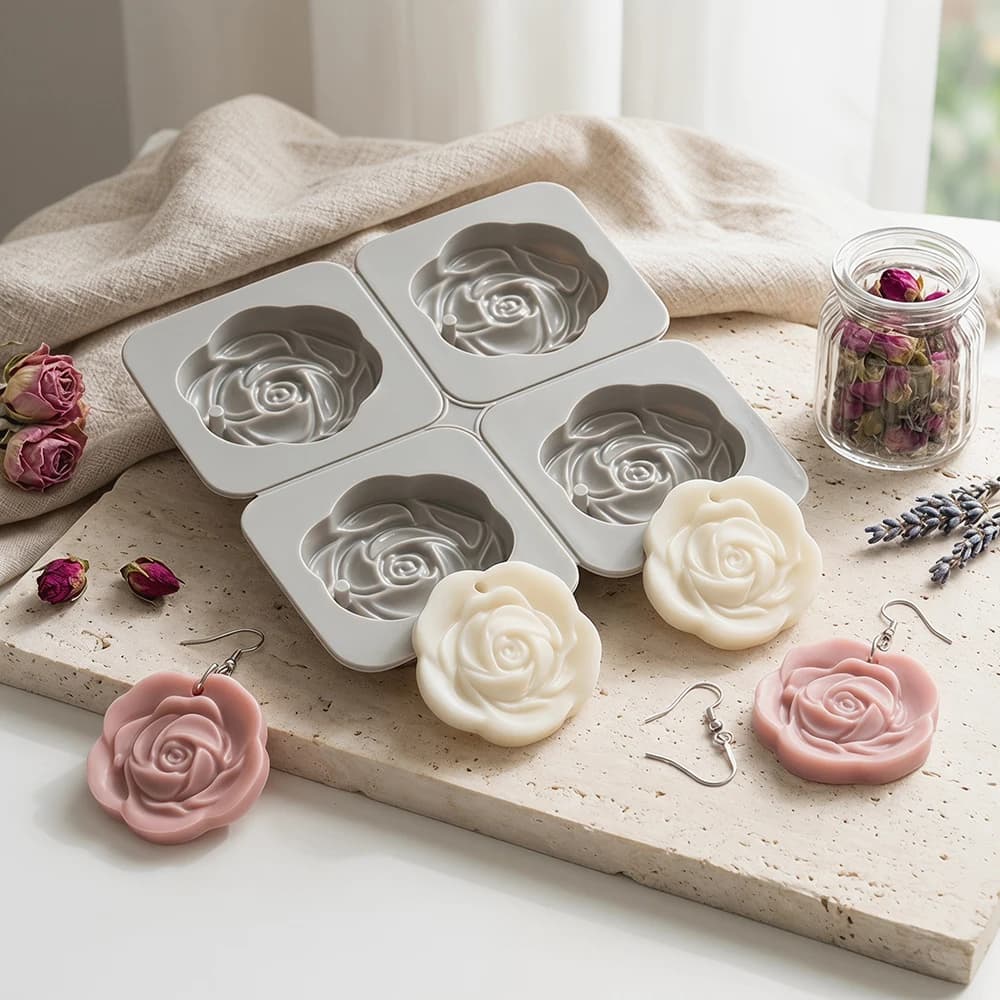 1PC Rose Flower Silicone Soap Mould. Polymer Clay Mold. Homemade Gypsum Aromatherapy Wax Slice Mold. DIY Ceramic Tools