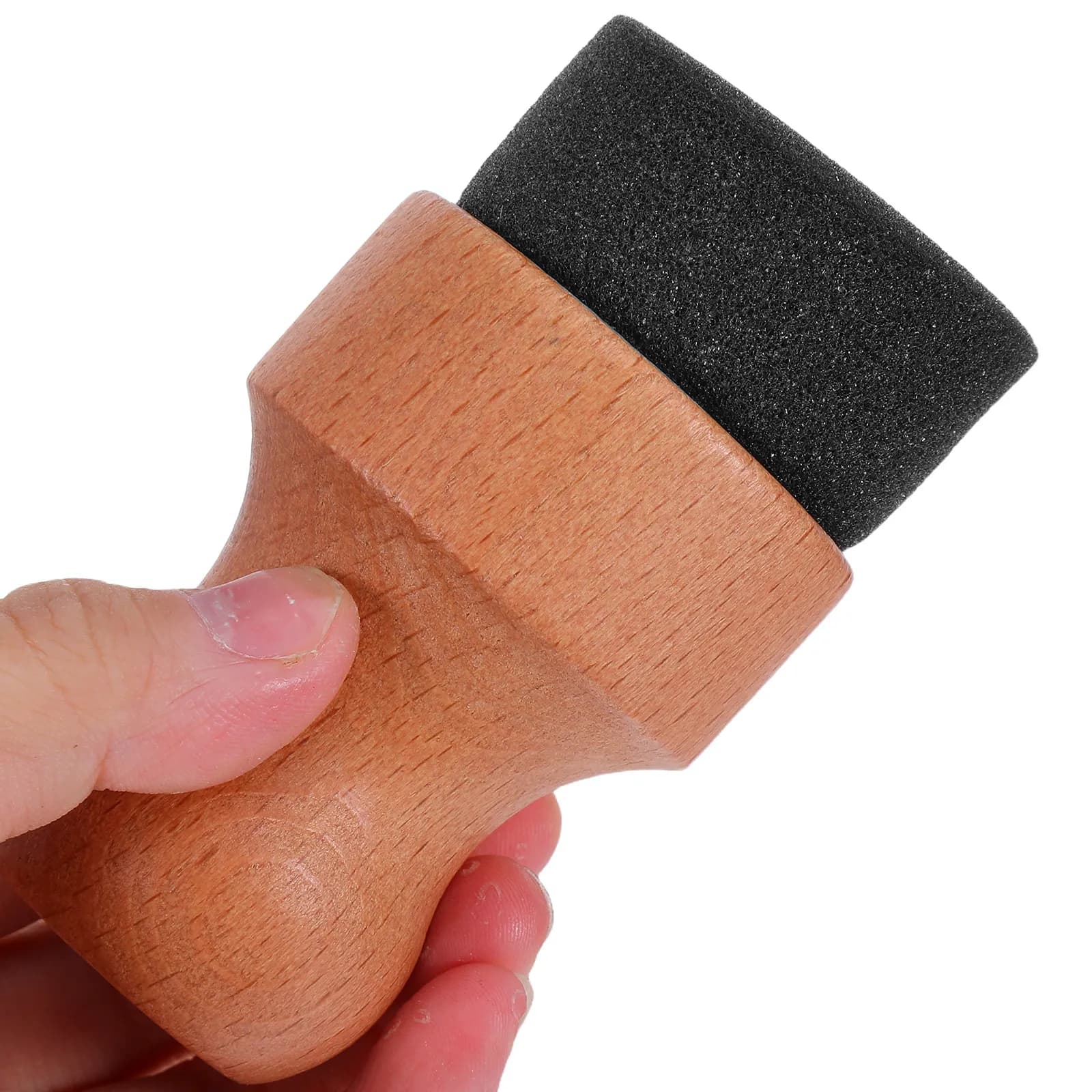2Set Bamboo Handle Sponge Applicator Brush Sponge with Cap for Precise Watercolor Art Sofa Chair Car Seat Maintenance