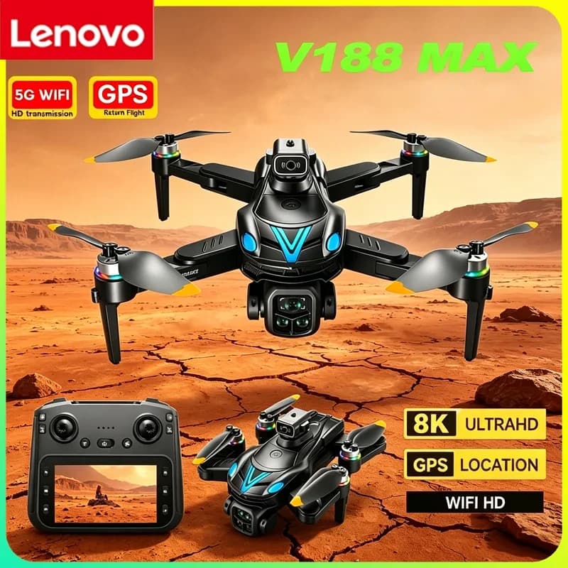 8K 4K Dual Camera Lenovo V188 MAX Drone, GPS, Brushless Motor, Intelligent Obstacle Avoidance, Long Range FPV Screen Controller