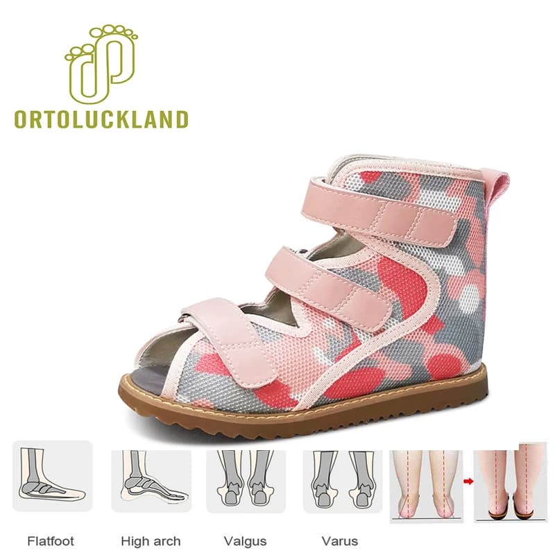 Scarpe ortopediche per bambini estive per bambini calzature Clubfoot Mesh sandali per ragazzi e ragazze con punta chiusa con supporto per caviglia Size25-38