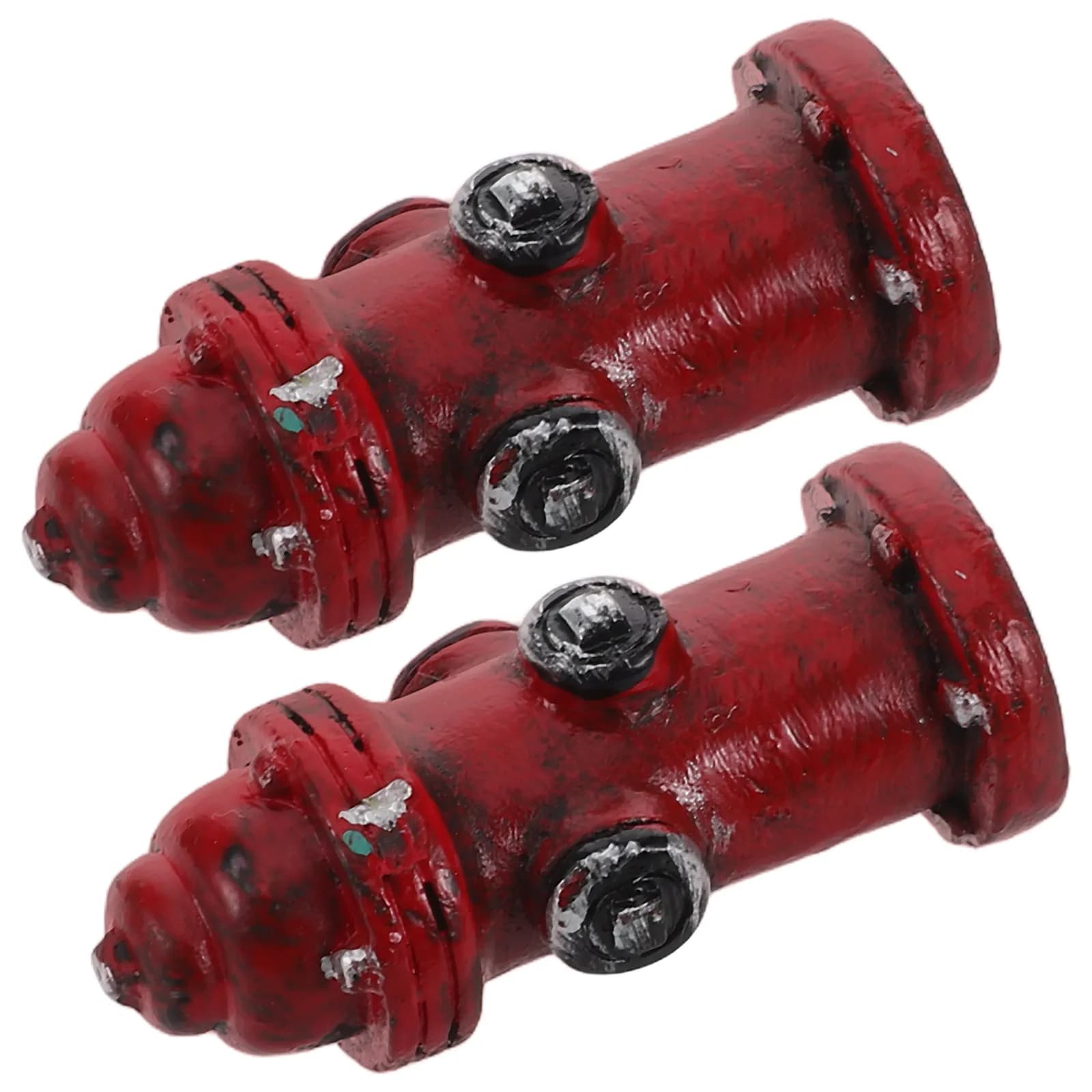 2Pcs Mini Resin Fire Hydrant Extinguishing Statue Photography Prop Cake Decoration Micro Landscape Home Ornament