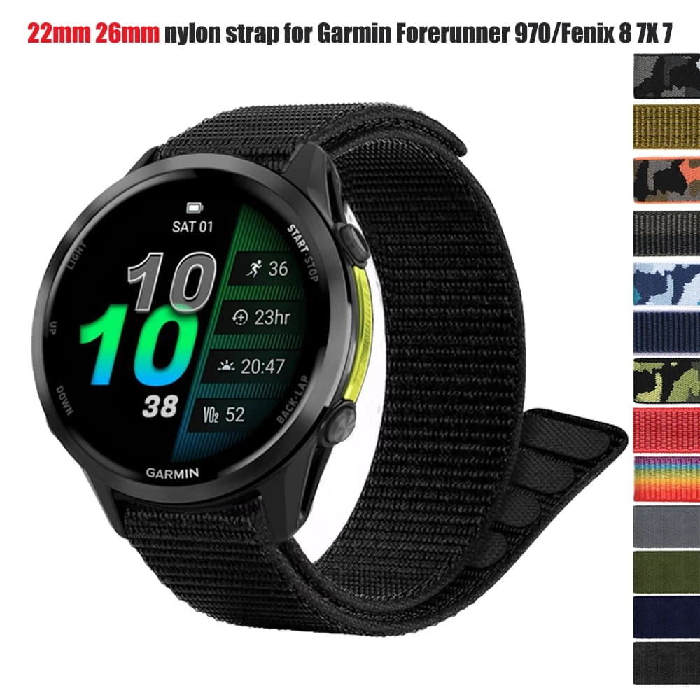 22mm 26mm cinturino in nylon per Garmin Forerunner 970 965 955 cinturino Fenix E 8 47mm 51mm/Tactix 7 Pro braccialetto intrecciato Correa