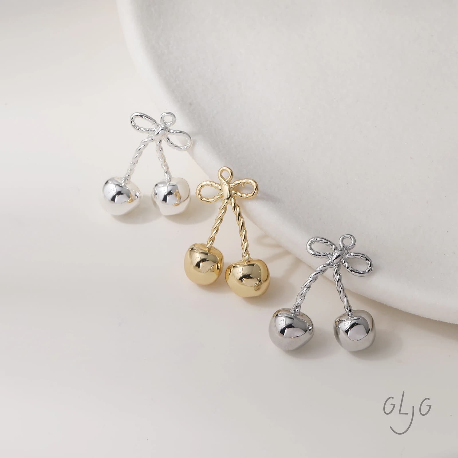 4 pezzi 14 carati placcato oro dolce fiocco ciondolo ciliegia braccialetto fatto a mano fai da te orecchini materiale gioielli fai da te forniture accessori