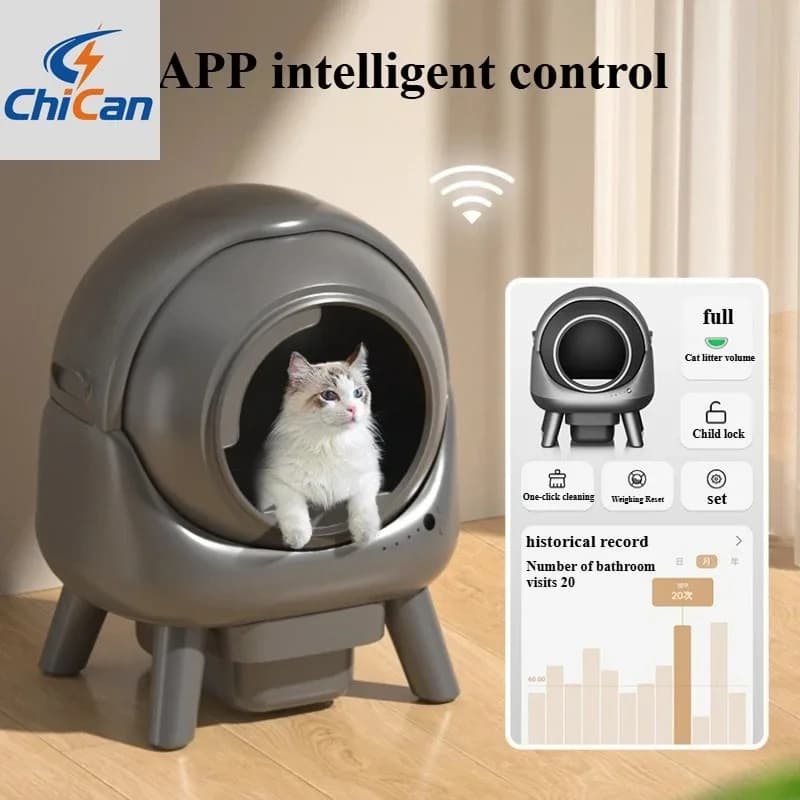 Lettiera Intelligente per Gatti con Pulizia Automatica, Controllo tramite APP, Supporta WiFi 2.4G, Toilette per Gatti Completamente Automatica di Grandi Dimensioni