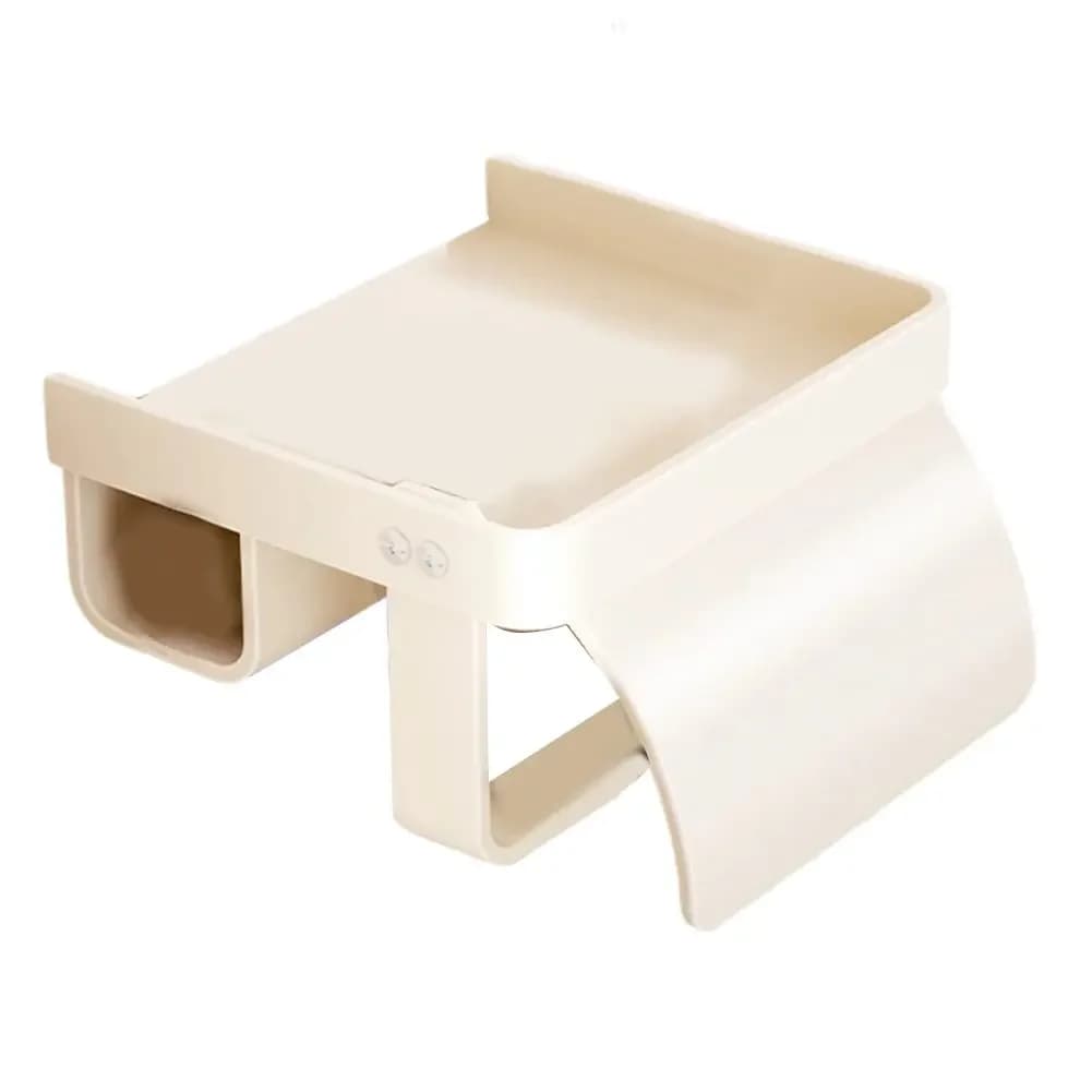 Aluminum Toilet Paper Holder With Flip Top Waterproof Lid And Upper Shelf For Compact Bathroom RV Wall Organization