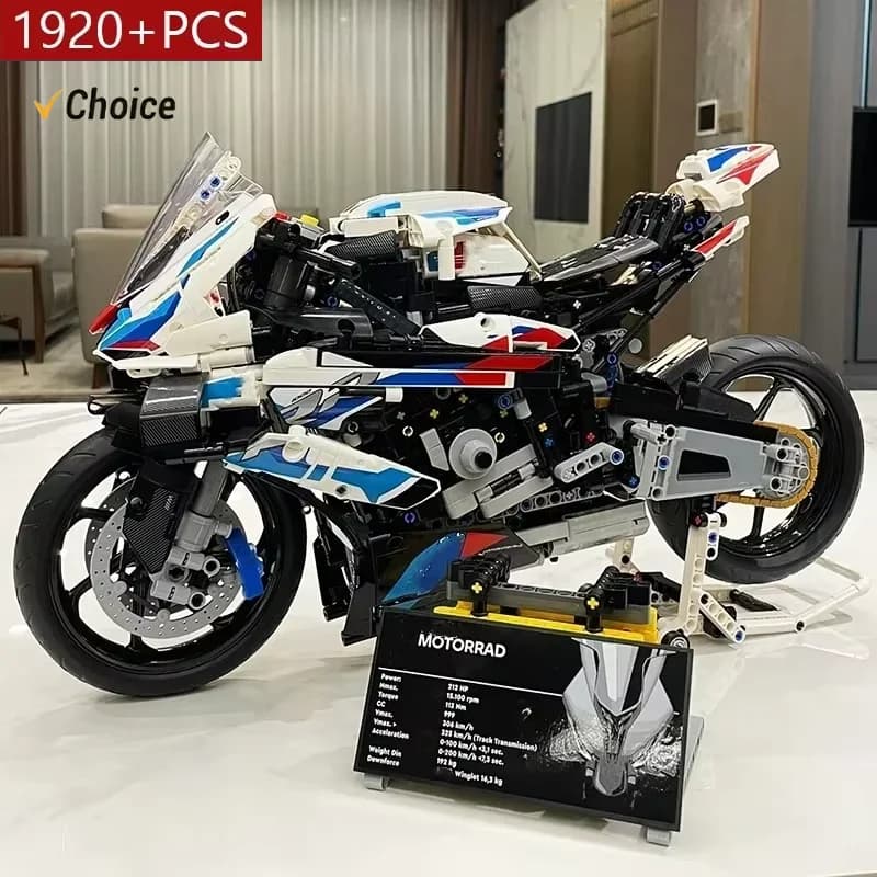 Nuovo Set di Costruzioni Moto e Auto da 1920 Pezzi, Serie di Modelli Simulati, Giocattoli Educativi Difficili da Assemblare, Regali per Ragazzi