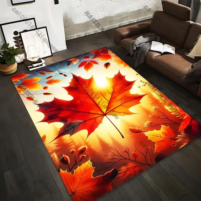 Carpets printed with autumn leaves and sunlight in 21 sizes, yoga mats for adults, decorations for the living room, customized zerbini