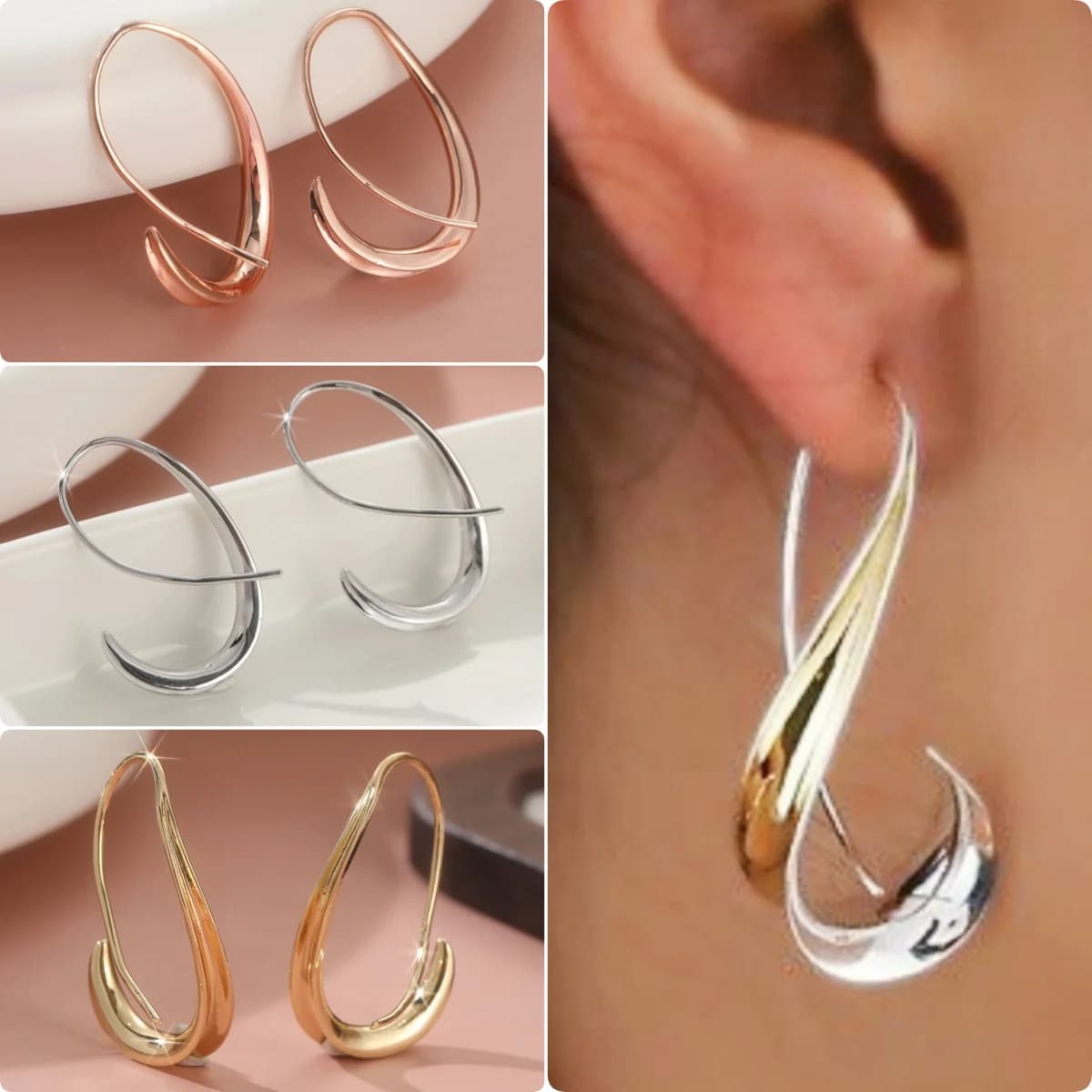 Fashion Simple Irregular Design Golden Silvery Plated Dangle Earrings Women's Bohemian Style Vintage Vacation Jewelry Accessory