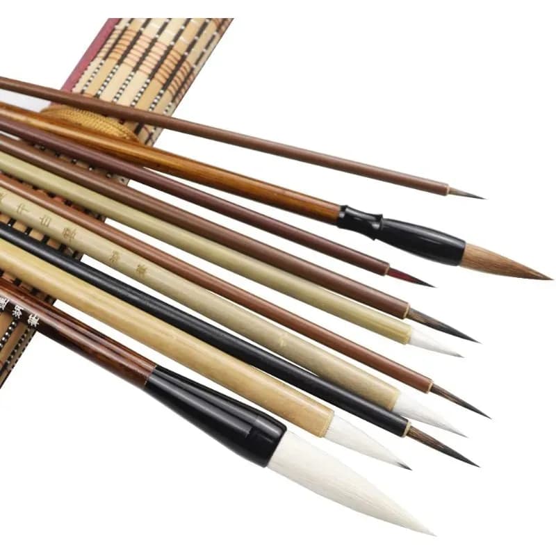 10Selected Chinese Brush Set Professional Level Calligraphy/Chinese Painting Brush Comes with a portable storage bag Writing and