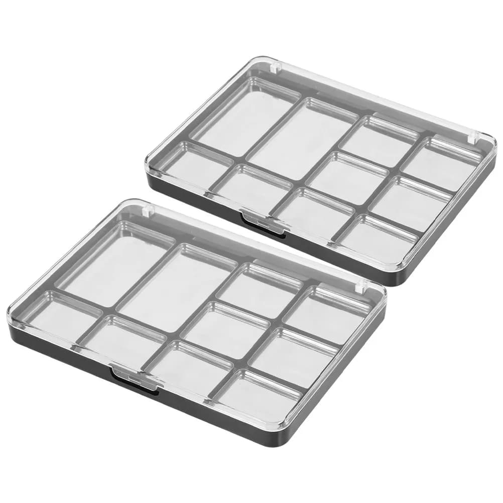 2 Pezzi Palette Vuota per Ombretti con Coperchio Trasparente e Base Magnetica, Organizzatore Trucchi, Contenitore per Vasetti in Metallo