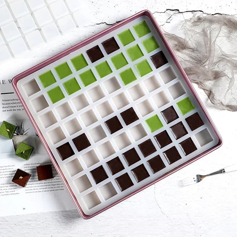 Stampi per cioccolato in silicone Stampo quadrato Stampo per caramelle in silicone fai-da-te per la produzione di torte Decorazione Gelattini Strumento per cioccolato